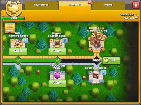 Ricompense Gold Pass Clash of Clans